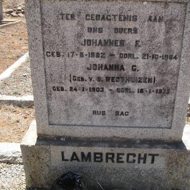 LAMBRECHTS Johannes F. 1882-1964 &amp; Johannes C.  VAN DER WESTHUIZEN 1902-1972