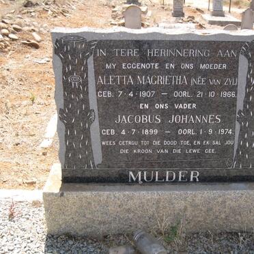 MULDER Jacobus Johannes 1899-1974 &amp; Aletta Margrietha VAN ZYL 1907-1966