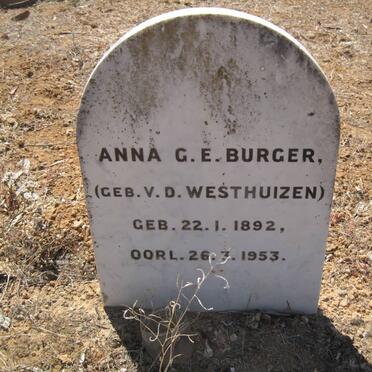 BURGER Anna G.E. nee V.D. WESTHUIZEN 1892-1953