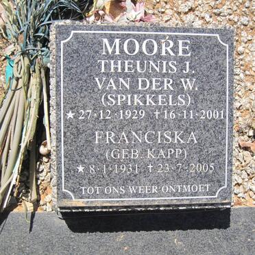 MOORE Theunis J.van der W.1928-2001 &amp; Franciska KAPP 1931-2005
