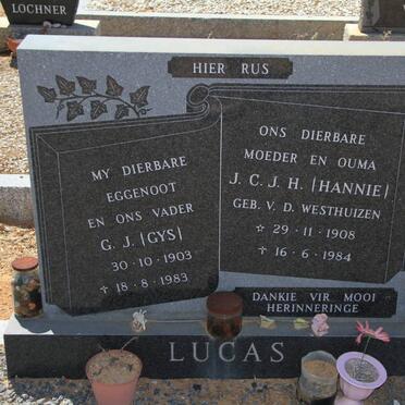 LUCAS G.J. 1903-1983 &amp;  J.C.J.H. V.D. WESTHUIZEN 1908-1984