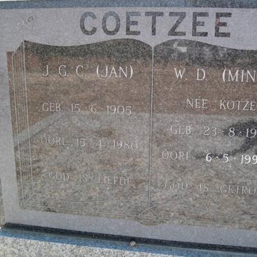 COETZEE J.G.C. 1905-1980 &amp; W.D. KOTZE 1910-1998