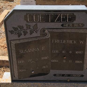 COETZEE Frederick W. 1887-1969 &amp; Susanna E. 1890-1971