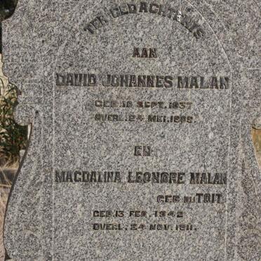 MALAN Dawid Johannes 1837-1905 &amp; Magdalina Leonore DU TOIT 1842-1911