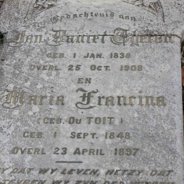 THERON Jan Daniel 1838-1908 &amp; Maria Francina DU TOIT 1848-1897