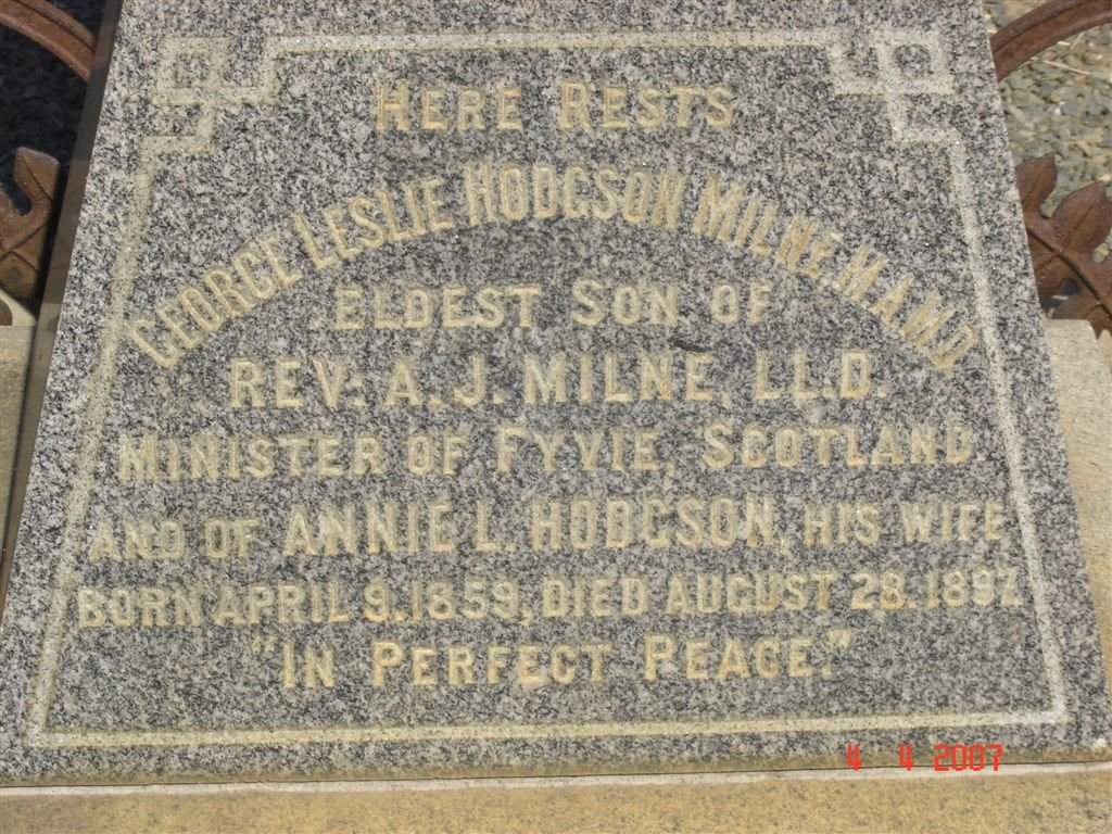 MILNE George Leslie Hodgson 1859-1897