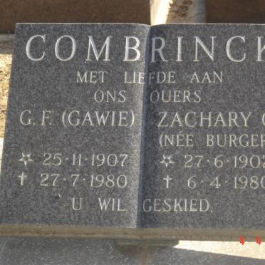 COMBRINCK G.F. 1907-1980 &amp; Zachary G. BURGER 1902-1980