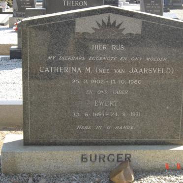 BURGER Ewert 1897-1971 &amp; Catherina M. VAN JAARSVELD 1902-1960