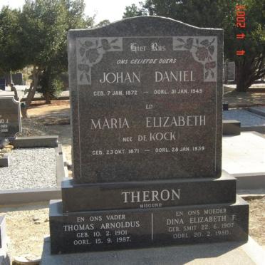 THERON Johan Daniel 1872-1949 &amp; Maria Elizabeth DE KOCK 1871-1939