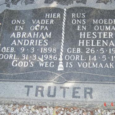 TRUTER Abraham Andries 1898-1986 &amp; Hester Helena 1903-1986