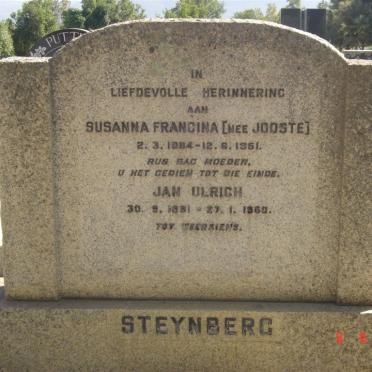 STEYNBERG Jan Ulrich 1881-1960 &amp; Susanna Francina JOOSTE 1884-1951