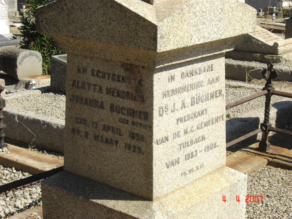 BUCHNER Aletta Hendrina Johanna nee DU TOIT 1850-1925