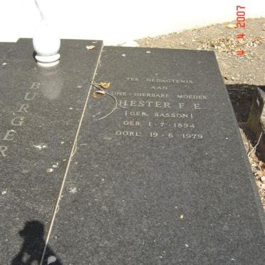 BURGER Alwyn R. 1887-1952 &amp; Hester F.E. BASSON 1894-1979