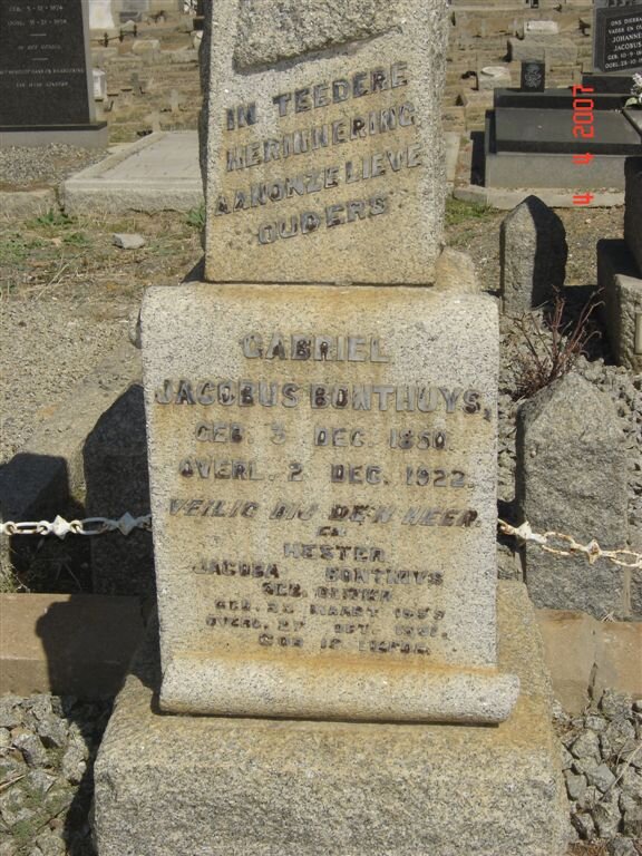BONTHUYS Gabriel Jacobus 1850-1922 &amp; Hester Jacoba OLIVIER 1855-1931