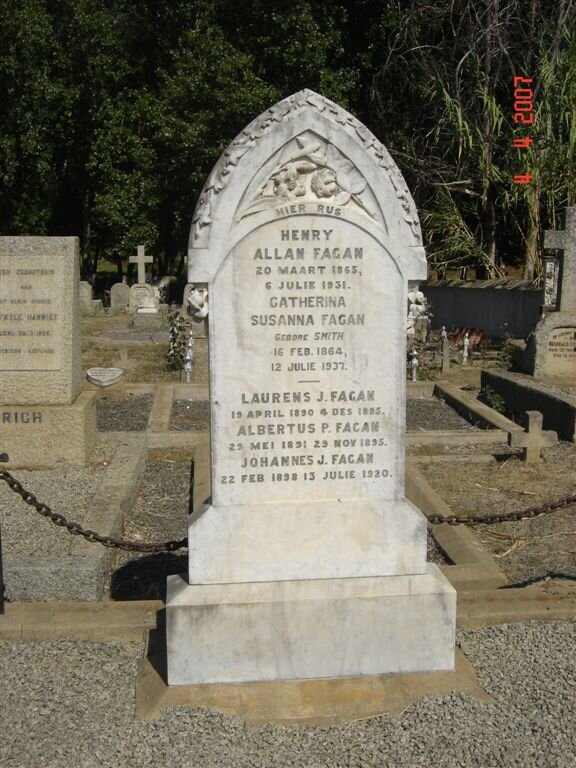 FAGAN Henry Allan 1865-1931 &amp; Catherina Susanna SMITH 1864-1937