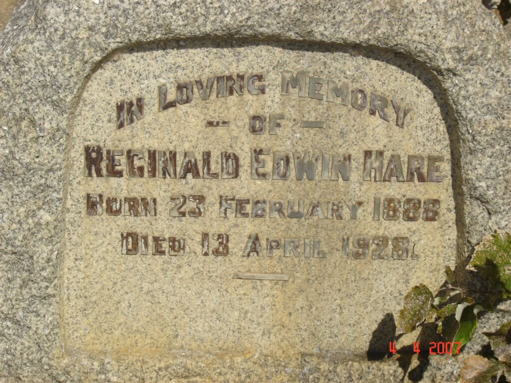 HARE Reginald Edwin 1888-1928