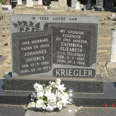 KRIEGLER Johannes Jacobus 1886-1977 &amp; Cathrina Elizabeth V.H. TULLEKEN 1887-1966