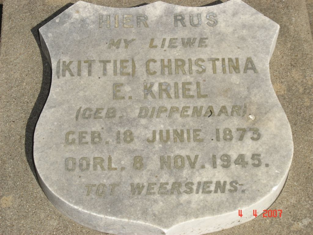 KRIEL Christina E. nee DIPPENAAR 1873-1945