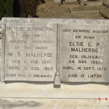 MALHERBE W.S. 1871-1953 &amp; Elsie G. P. OLIVIER 1886-1975