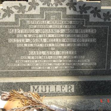 MULLER Marthinus Johannes Josia 1860-1895 &amp; Hester Josina COETZEE 1865-1945 :: MULLER Carel Gert 1889-1902