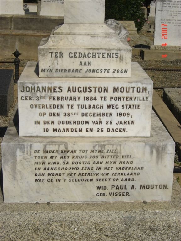 MOUTON Johannes Auguston 1884-1909