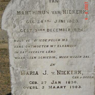 NIEKERK Marthinus, van 1823-1896 &amp; Maria J. V. BREDA 1830-1903
