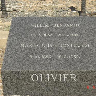 OLIVIER Willem Benjamin 1853-1915 &amp; Maria F. BONTHUYS 1853-1932
