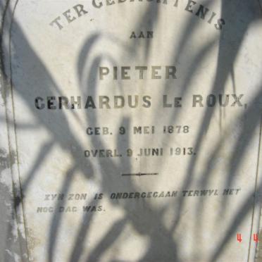 ROUX Pieter Gerhardus, le 1878-1913