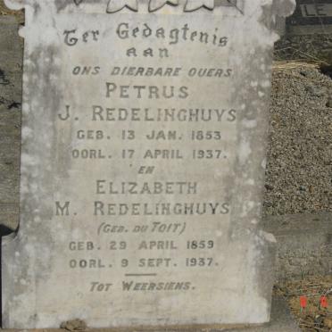 REDELINGHUYS Petrus J. 1853-1937 &amp; Elizabeth M. DU TOIT 1859-1937
