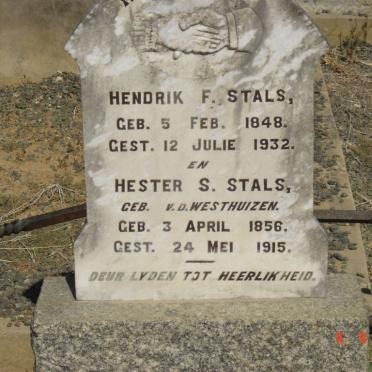 STALS Hendrik F. 1848-1932 &amp; Hester S. V.D. WESTHUIZEN 1856-1915