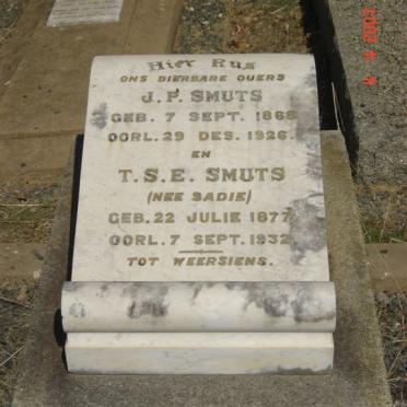 SMUTS J.P. 1868-1926 &amp; T.S.E. SADIE 1877-1932