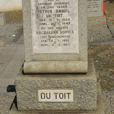 TOIT Petrus Daniel, du 1882-1943 &amp; Magdalena Sophia REDELINGHUYS 1882-1957