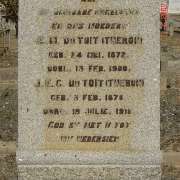 TOIT E.H., du nee THERON 1872-1900 :: DU TOIT J.E.G. nee THERON 1878-1918