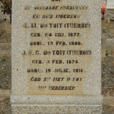 TOIT E.H., du nee THERON 1872-1900 :: DU TOIT J.E.G. nee THERON 1878-1918