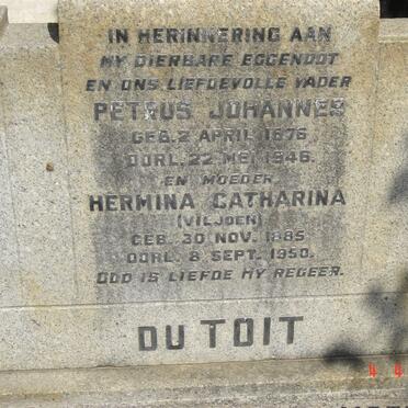 TOIT Petrus Johannes, du 1876-1946 &amp; Hermina Catharina VILJOEN 1885-1950