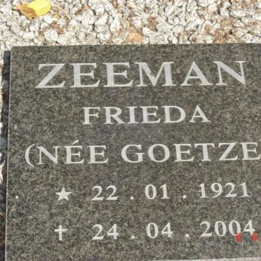 ZEEMAN Frieda nee GOETZE 1921-2004