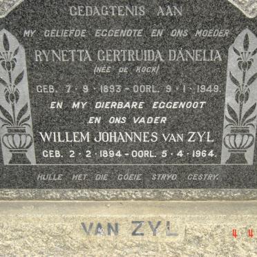 ZYL Willem Johannes, van 1894-1964 &amp; Rynetta Gertruida Danelia DE KOCK 1893-1949