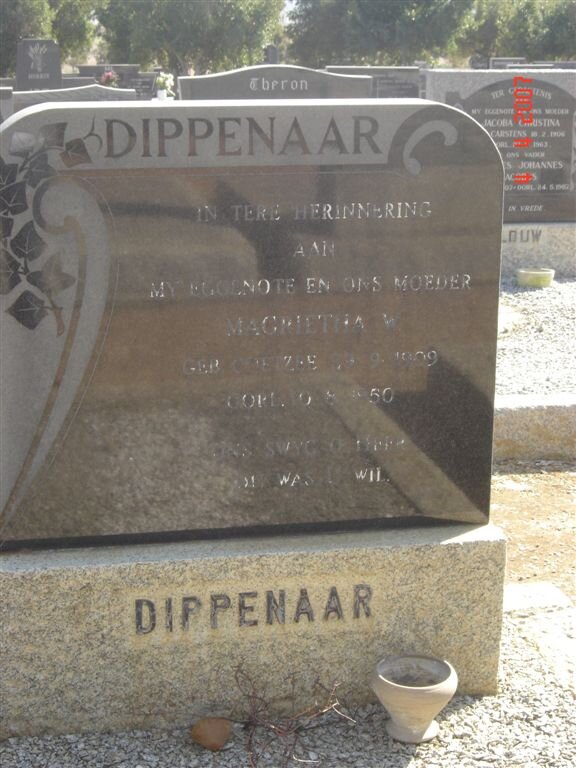 DIPPENAAR Margaretha W. nee COETZEE 1909-1950