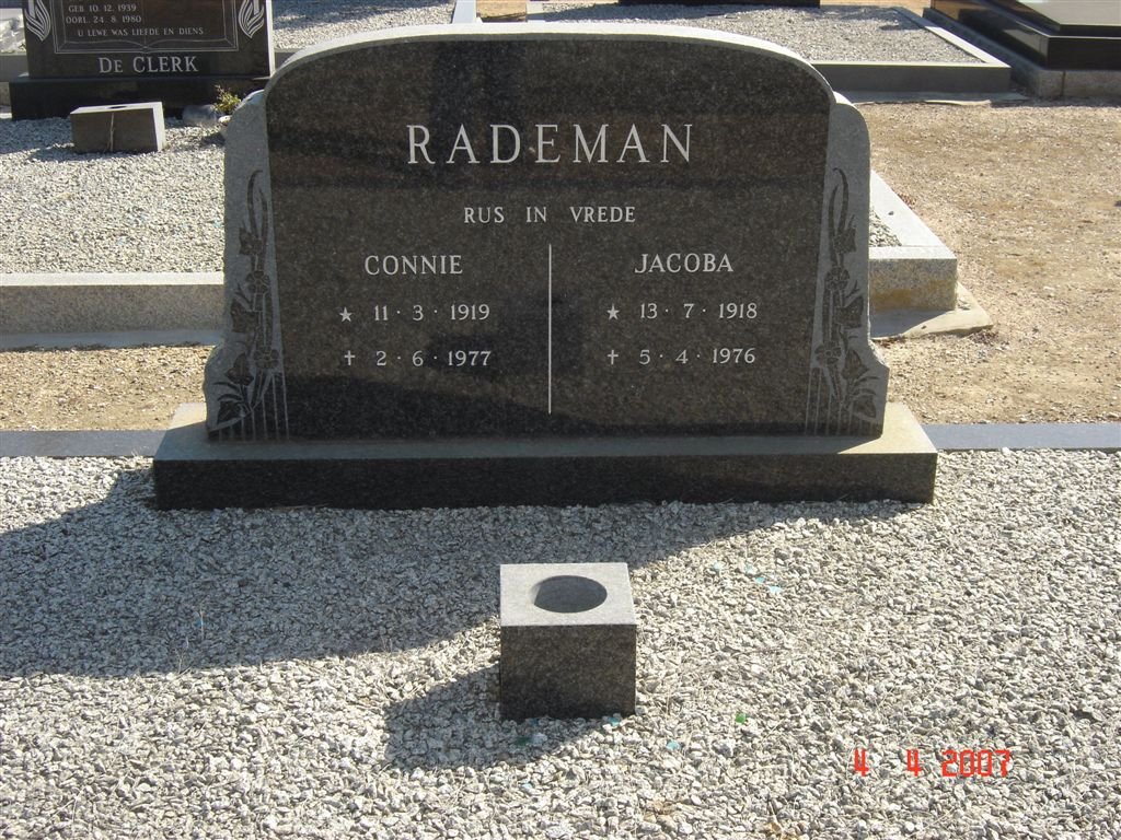 RADEMAN Connie 1919-1977 &amp; Jacoba 1918-1976
