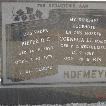 HOFMEYR Pieter D.C. 1895-1979 &amp; Cornelia J.E. V.D. WESTHUIZEN 1887-1978