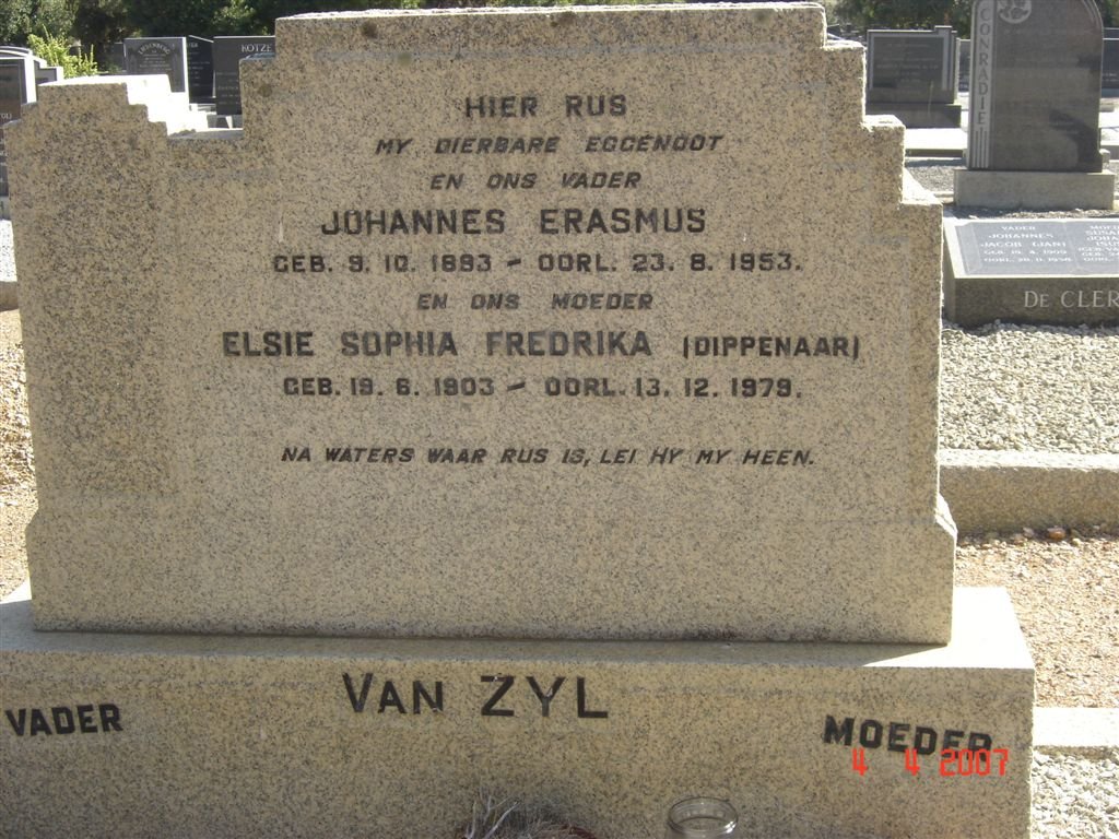 ZYL Johannes Erasmus, van 1893-1953 &amp; Elsie Sophia Fredrika DIPPENAAR 1903-1979
