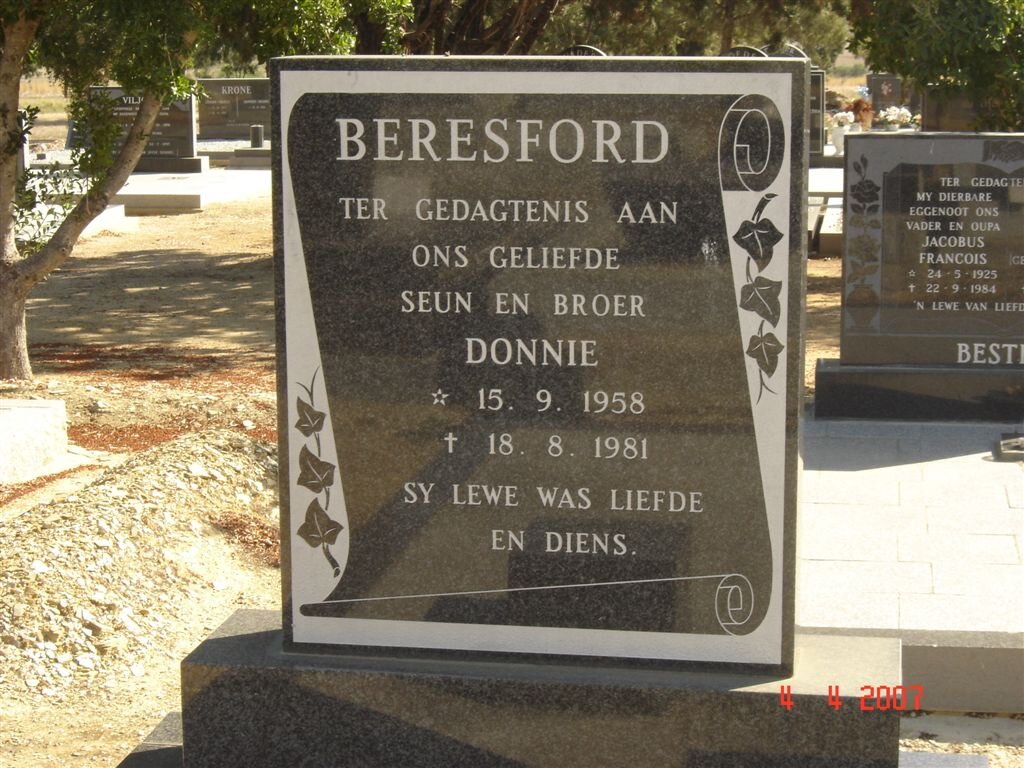 BERESFORD Donnie 1958-1981