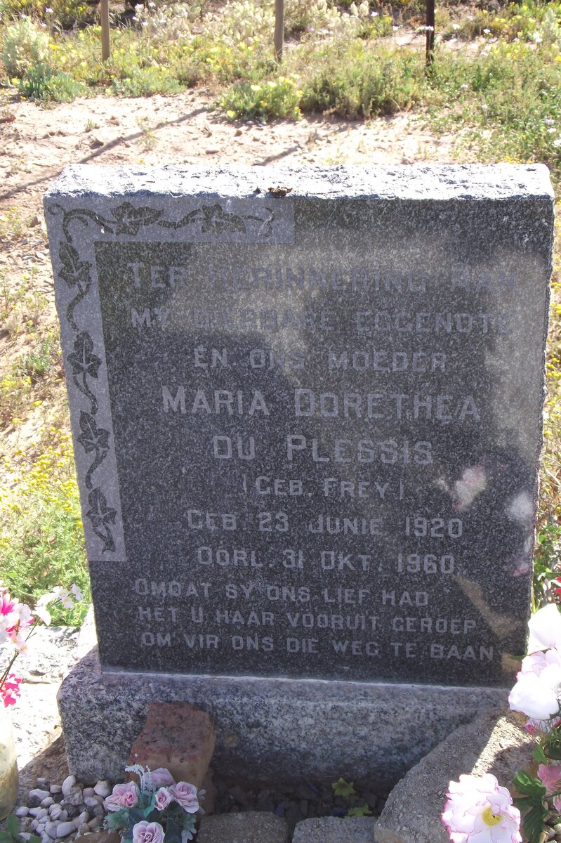 PLESSIS Maria Dorethea, du nee FREY 1920-1960