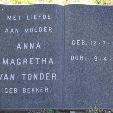 TONDER Anna Magretha, van nee BEKKER 1891-1975