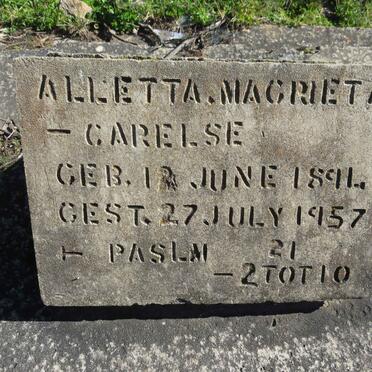 CARELSE Alletta Magrieta 1891-1957