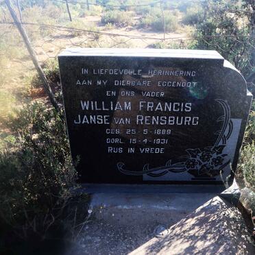 RENSBURG William Francis, Janse van 1889-1931