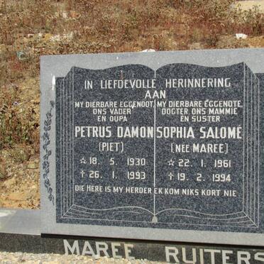 RUITERS Petrus Damon 1930-1993 &amp; Sophia Salomé MAREE 1961-1994