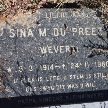 PREEZ Sina M. du nee WEVERS 1914-1980