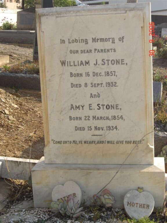 STONE William J. 1857-1932 &amp; Amy E. 1854-1934