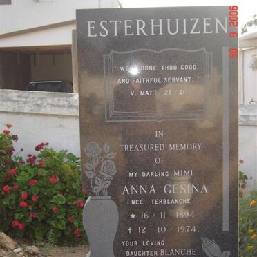 ESTERHUIZEN Anna Gesina nee TERBLANCHE 1894-1974